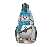 Lsjuee Lovely Christmas Cartoon Skiing Snow Man Copo de nieve Unisex Casual Diagonal Chest Bag, Crossbody bandolera multiusos Travel Hiking Daypack