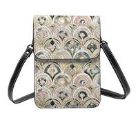 Lsjuee Mármol Art Deco Azulejos Pasteles suaves Bandolera Crossbody Teléfono celular Monedero Mujeres Pu Pequeña bandolera Monedero Monedero Bolso de hombro