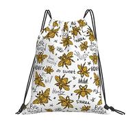 Lsjuee Mochila con cordón Bee Farmhouse Queen Crown Pattern String Gym Bag Pull Cinch Sackpack para hombres, mujeres, deporte, yoga, viajes, natación