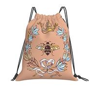Lsjuee Mochila con cordón Bee Queen Leaf Country Farmhouse String Gym Bag Pull Cinch Sackpack para hombres, mujeres, deporte, yoga, viajes, natación