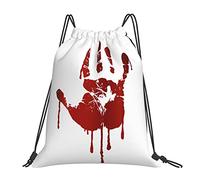 Lsjuee Mochila con cordón Bloody Hand Print Halloween String Gym Bag Pull Cinch Sackpack para hombres, mujeres, deporte, yoga, viajes, natación