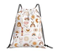 Lsjuee Mochila con cordón Boho Moon Sun Ethnic Magic String Gym Bag Pull Cinch Sackpack para hombres Mujeres Deporte Yoga Viajes Natación