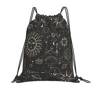 Lsjuee Mochila con cordón Boho Sun Magic Space Moon String Gym Bag Pull Cinch Sackpack para hombres Mujeres Deporte Yoga Viajes Natación