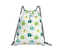 Lsjuee Mochila con cordón Cute Elephant Green String Gym Bag Pull Cinch Sackpack para hombres, mujeres, deporte, yoga, viajes, natación