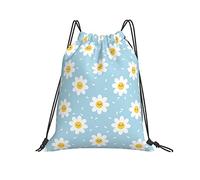 Lsjuee Mochila con cordón Daisy Little Flower Pastel Blue String Gym Bag Pull Cinch Sackpack para hombres Mujeres Deporte Yoga Viajes Natación Senderismo