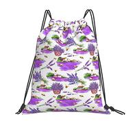 Lsjuee Mochila con cordón Flor de lavanda Púrpura Rústico Bee String Gym Bag Pull Cinch Sackpack para hombres Mujeres Deporte Yoga Viajes Natación