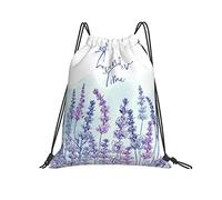 Lsjuee Mochila con cordón Lavanda Púrpura Flor brillante Cuerda Bolsa de gimnasio Pull Cinch Sackpack para hombres Mujeres Deporte Yoga Viajes Natación