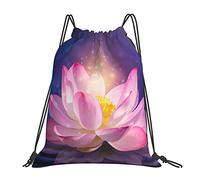 Lsjuee Mochila con cordón Lotus Flower Pink String Gym Bag Pull Cinch Sackpack para hombres, mujeres, deporte, yoga, viajes, natación