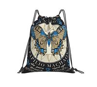 Lsjuee Mochila con cordón mariposa astrología mística cuerda bolsa de gimnasio Pull Cinch Sackpack para hombres mujeres deporte Yoga viaje natación