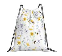 Lsjuee Mochila con cordón Spring Flower Bumble Bee String Gym Bag Pull Cinch Sackpack para hombres, mujeres, deporte, yoga, viajes, natación