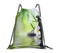 Lsjuee Mochila con cordón Zen Stones Flower Bamboo String Gym Bag Pull Cinch Sackpack para hombres Mujeres Deporte Yoga Viajes Natación