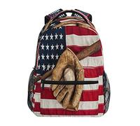 Lsjuee Mochila de bate de béisbol vintage para la escuela, mochila para portátil resistente al agua, mochila de viaje informal para niñas y niños