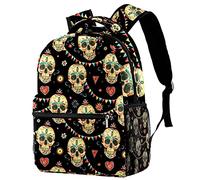 Lsjuee Mochila informal Elegante mochila informal Mochila escolar grande Boho Dead Skull Head Bookbags para mujeres y hombres