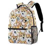 Lsjuee Mochila informal Mochilas informales elegantes Mochila escolar grande Pintura Corgi Dog Head Pattern Bookbags para niño y niña