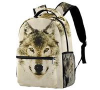 Lsjuee Mochila para portátil de negocios Mochila para deportes al aire libre Wolf Animal School Shoulder Bag para Boy & Girl