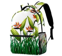 Lsjuee Muchas aves del paraíso Flores en la mochila Bush Mochila de viaje Mochilas escolares para estudiantes Senderismo al aire libre Camping Mochila de fin de semana