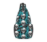 Lsjuee Octopus Blue Kraken Sugar Skull Crossbody Bolsos Mujeres Hombres Cross Chest Bag Sling ajustable Mochila Bandolera para ciclismo Viajes Deporte Senderismo