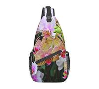 Lsjuee Orquídeas Unisex Casual Diagonal Pecho Bolsa, Crossbody Bandolera Multiusos Viaje Senderismo Mochila