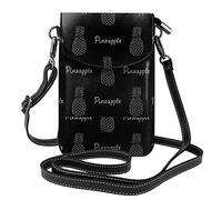 Lsjuee Pino sobre fondo negro, bandolera para teléfono móvil, bolso cruzado de Pu para mujer, cartera pequeña cruzada, bolso de hombro