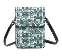 Lsjuee Pino y pájaros de menta, almohada, bandolera geométrica, bandolera para teléfono móvil, monedero para mujer, bandolera pequeña de Pu, monedero, bolso de hombro
