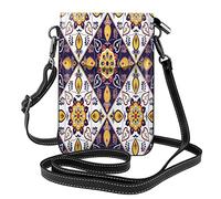 Lsjuee Portugal Azulejo Mexican Talavera Mujer Pu Cuero Crossbody Pequeño Bolso Gráfico Monedero Bolso