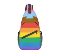Lsjuee Progress Pride Flag Rainbow Colors Crossbody Sling Mochila para mujeres hombres viajes senderismo Daypack pecho hombro bolsa