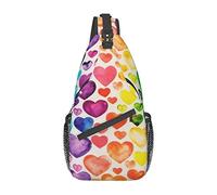 Lsjuee Rainbow Hearts Unisex Casual Diagonal Chest Bag, Crossbody bandolera multiusos Travel Hiking Daypack
