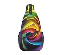 Lsjuee Rainbow Rose Flower Unisex Casual Diagonal Chest Bag, bandolera multiusos bandolera viaje senderismo mochila