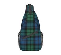 Lsjuee Scottish Plaid Clan Campbell Verde Azul Tartán Crossbody Sling Mochila Para Mujeres Hombres Viajes Senderismo Mochila Pecho Bandolera, Negro, SB-122