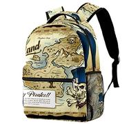 Lsjuee Skull Island Treasure Map Mochila de viaje para portátil para mujeres y hombres, mochila escolar universitaria, mochila grande, mochila informal