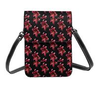 Lsjuee Stargazer Lily Black Crossbody Bag Crossbody Teléfono celular Monedero Mujeres Pu Small Crossbody Wallet Monedero Bolso de hombro