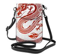 Lsjuee Tradicional Dragon Ancient Line Asia mujer Pu cuero Crossbody teléfono celular monedero cartera se adapta a la mayoría de los teléfonos inteligentes cartera bolsa