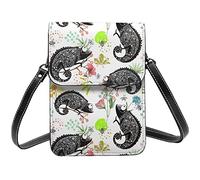 Lsjuee Wall Chameleon Toile Crossbody Bag Crossbody Teléfono celular Monedero Mujeres Pu Small Crossbody Wallet Monedero Bolso de hombro