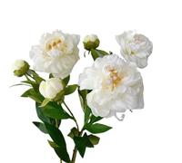 lskdnrufh Artificial Peony Flowers - Faux Peony Bouquet with Buds Green Leaves, Realistic Silk Peonies for Wedding Centerpieces, Home Table Decor(White)