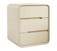 lskdnrufh Mesita de noche acolchada redondeada con 3 cajones, mesita de noche curva sin asas, mesa auxiliar de almacenamiento minimalista para la decoración del dormitorio (blanco, S)