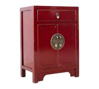 lskdnrufh Mesita de Noche China de Madera Maciza de Estilo Antiguo, gabinete de Almacenamiento Lacado Vintage, Mesa Decorativa de un Solo cajón y Dos Puertas con herrajes de latón