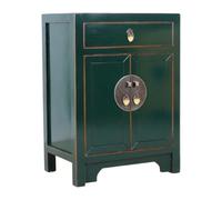 lskdnrufh Mesita de Noche China de Madera Maciza de Estilo Antiguo, gabinete de Almacenamiento Lacado Vintage, Mesa Decorativa de un Solo cajón y Dos Puertas con herrajes de latón
