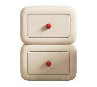 lskdnrufh Mesita de Noche de diseño Contorneado con 2 cajones, Mueble Auxiliar de Piel sintética con diseño Bicolor y Tiradores Redondos Rojos(White,Small)