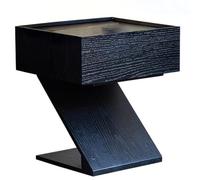 lskdnrufh Mesita de Noche de Madera Negra en Forma de Z, mesita de Noche con un Solo cajón, Elegante Mesa Auxiliar Decorativa con Almacenamiento for decoración de Dormitorio y Sala de Estar