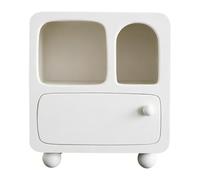 lskdnrufh Mesita de Noche de Pintura Texturizada con cubículos de Almacenamiento Abiertos, Patas Redondas de un Solo cajón, mesita de Noche con Borde Redondeado for Dormitorio(White)