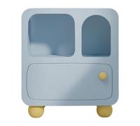 lskdnrufh Mesita de Noche de Pintura Texturizada con cubículos de Almacenamiento Abiertos, Patas Redondas de un Solo cajón, mesita de Noche con Borde Redondeado for Dormitorio(Blue)