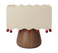 lskdnrufh Mesita de Noche roja con Borde Ondulado y Detalle de Cuentas, Mueble Auxiliar con Base en Forma de Reloj de Arena y Almacenamiento(Natural,Large)