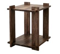 lskdnrufh Mesita de noche rústica de 2 niveles con estante abierto, mesita de noche de madera de campo con aspecto envejecido para dormitorio y salón (marrón)