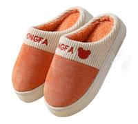 lskdnrufh Pantuflas De Algodón Mujer, Estilo Par Invierno Uso En Interiores Y Exteriores, Antideslizantes Suela Gruesa Terciopelo Cálido For Hombre Pantuflas mullidas para interiores(Orange,36-37)