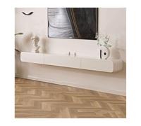 lskdnrufh Soporte de TV flotante de madera para montaje en pared con armario de almacenamiento multimedia y dos cajones, centro de entretenimiento que ahorra espacio (blanco, 200 x 24 x 20 cm)