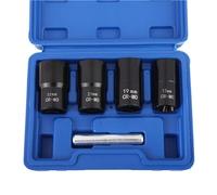 LSLANSOON Juego de extractores de tuercas de perno de impacto de 1/2 pulgada, 5 piezas, kit de extracción de tuercas de rueda de bloqueo de 17 mm, 19 mm, 21 mm, 22 mm, juego de herramientas de enchufe