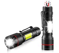Lsnisni Mini LED Linterna 2 Piezas, Imán & COB, Pequeña Linterna USB Recargable con Clip de Acero, Zoom, 3 Modos, Portátil y IPX5 Impermeable para Camping, Senderismo y Reparación