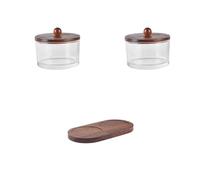 LSNNMU 1 Juego de tarro almacenamiento vidrio, bandeja fruta, frutos secos for el hogar, frutas secas, plato paletas madera, contenedor cocina Para Guardar(ClearA)