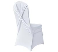 LSNNMU 10 Uds. De Espalda Cruzada Blanca/Negra con Hebilla, Funda elástica for Silla de Banquete, Cubierta de Licra for Silla, Asiento Elegante for Boda, Hotel, Fiesta y Evento(White-10pcs)