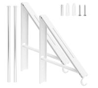 LSNNMU 2pcs Wall-Mounted Clothes Drying Rack Stainless Steels Space Saving Foldable Hanger For Home Bedroom Laundry Room Wall Para Balcon(White)